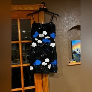 Blue and white flowered homecoming or snowball dress!
